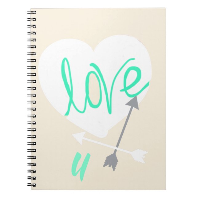 Cuaderno Bloc de notas de Amo U Corazón Flechas (Frente)