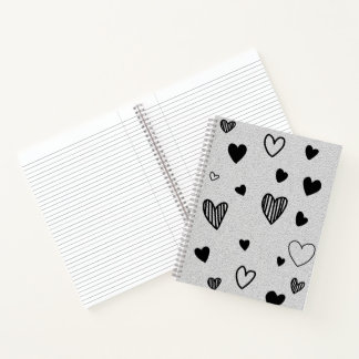 Cuaderno bloc de notas de amor monocromático