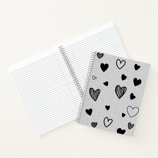 Cuaderno bloc de notas de amor monocromático (Interior)