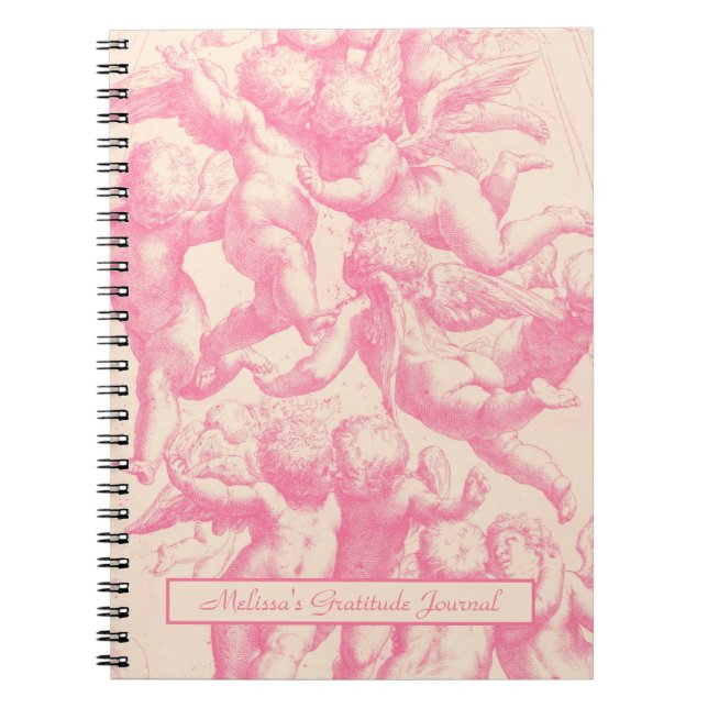 Cuaderno Bloc de notas de ángeles rosados de moda (Frente)