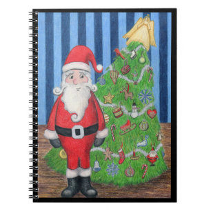 Cuaderno Bloc de notas de árbol de Navidad y Santa