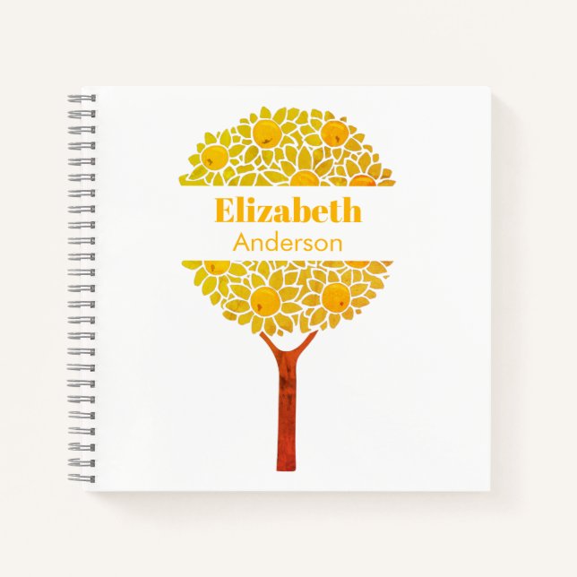 Cuaderno Bloc de notas de árbol naranja (Anverso)