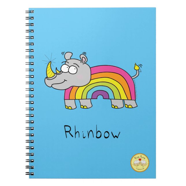 Cuaderno Bloc de notas de arco iris rinoceronte (Frente)