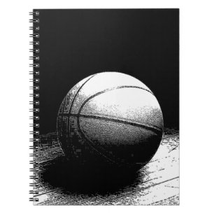 Cuaderno Bloc de notas de arte de baloncesto blanco negro