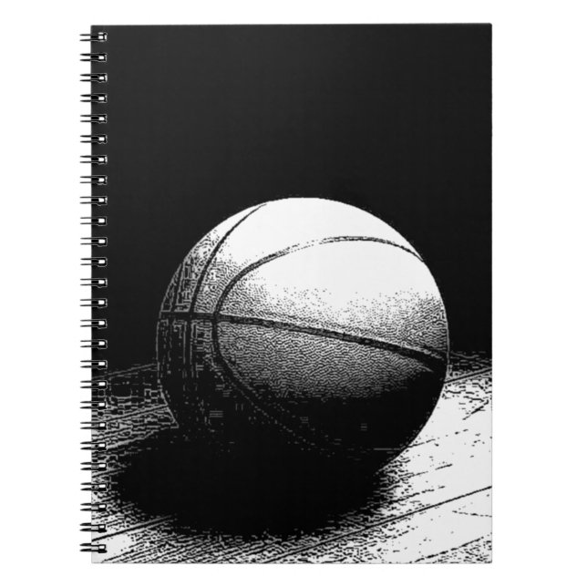 Cuaderno Bloc de notas de arte de baloncesto blanco negro (Frente)