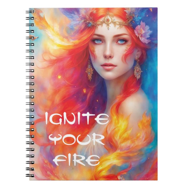Cuaderno Bloc de notas de arte digital para hadas de fuego (Frente)