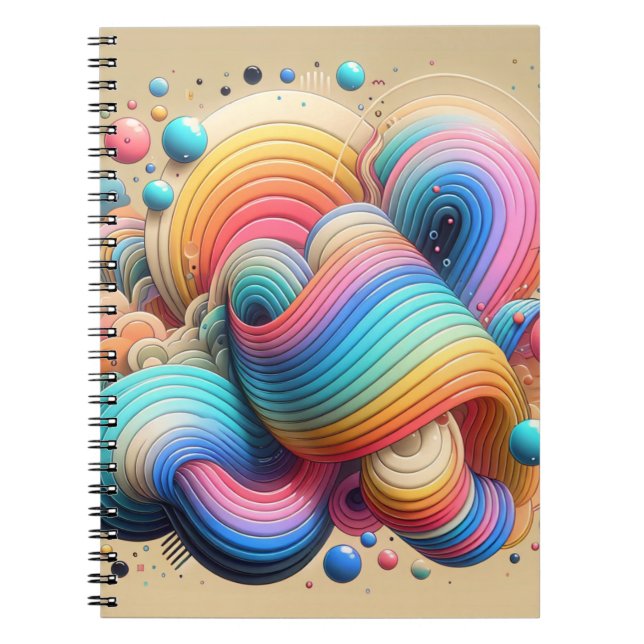 Cuaderno Bloc de notas de arte en negrita y arco iris en 3D (Frente)