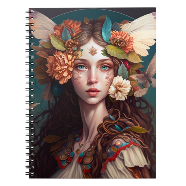 Cuaderno Bloc de notas de arte Fantasy Chica de hadas (Frente)