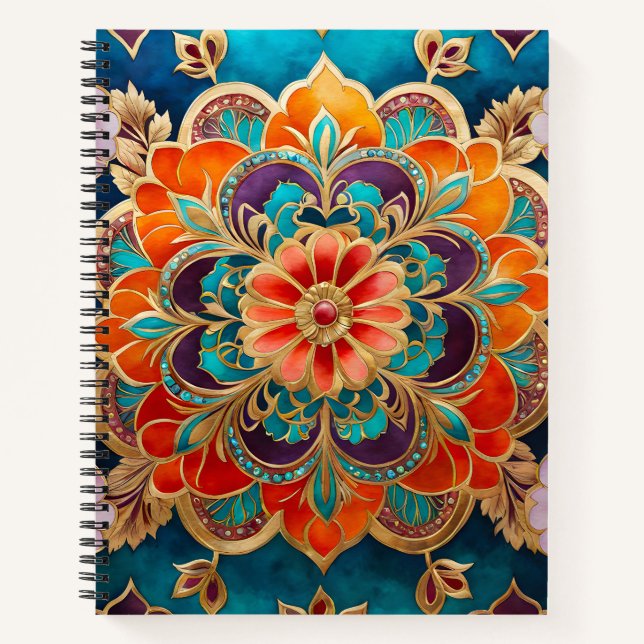 Cuaderno Bloc de notas de arte jovial bizantino colorido (Anverso)