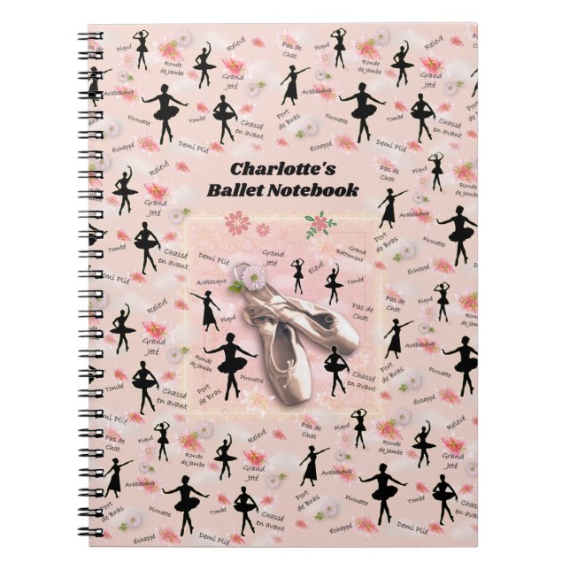 Cuaderno Bloc de notas de ballet (personalizable de título) (Frente)