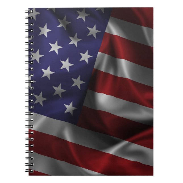 Cuaderno Bloc de notas de bandera de Estados Unidos ondulan (Frente)