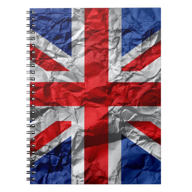 Cuaderno Bloc de notas de bandera de la Unión arrugada (Frente)