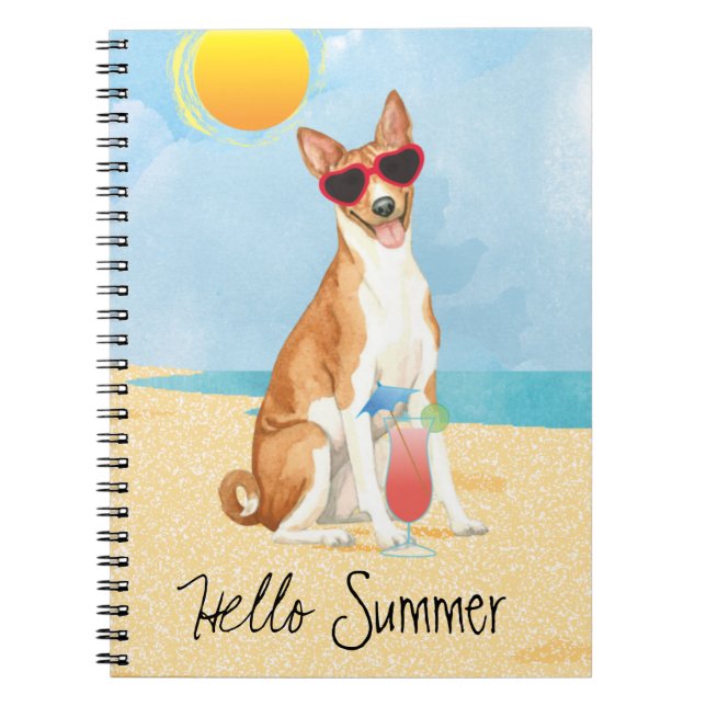 Cuaderno Bloc de notas de Basenji de verano (Frente)