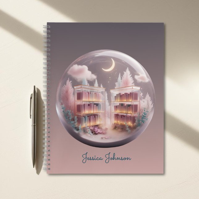 Cuaderno Bloc de notas de biblioteca encantado con estanter (Enchanted Library Notebook with Pastel Bookshelves)