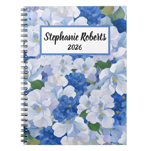 Cuaderno Bloc de notas de Blue Florals (Frente)