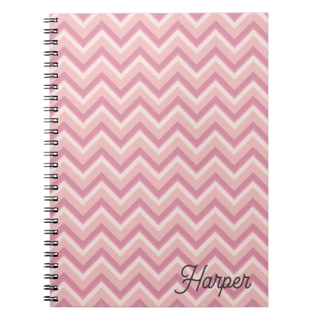 Cuaderno Bloc de notas de Bonito Chevron rosa (Frente)