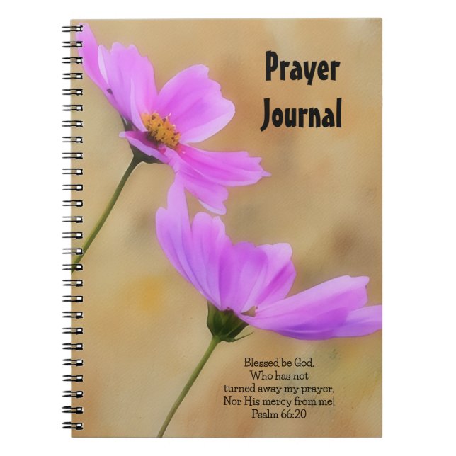 Cuaderno Bloc de notas de bonito con flores rosadas (Frente)