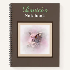 Cuaderno Bloc de notas de búho de cuerno
