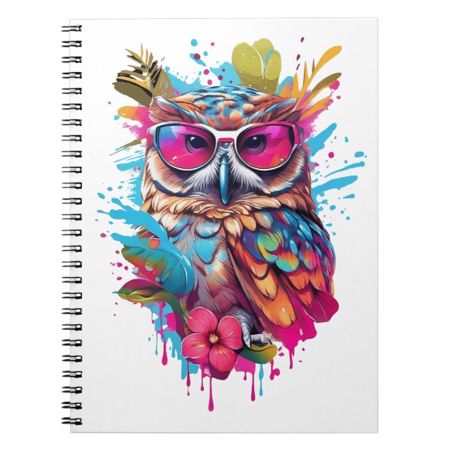 Cuaderno Bloc de notas de Búho "Oneness With The Universe" (Frente)