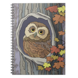 Cuaderno Bloc de notas de búho y colores de otoño