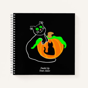 Cuaderno Bloc de notas de calabaza para gato negro