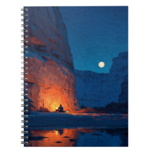 Cuaderno Bloc de notas de Canyon Campfire iluminado por lun