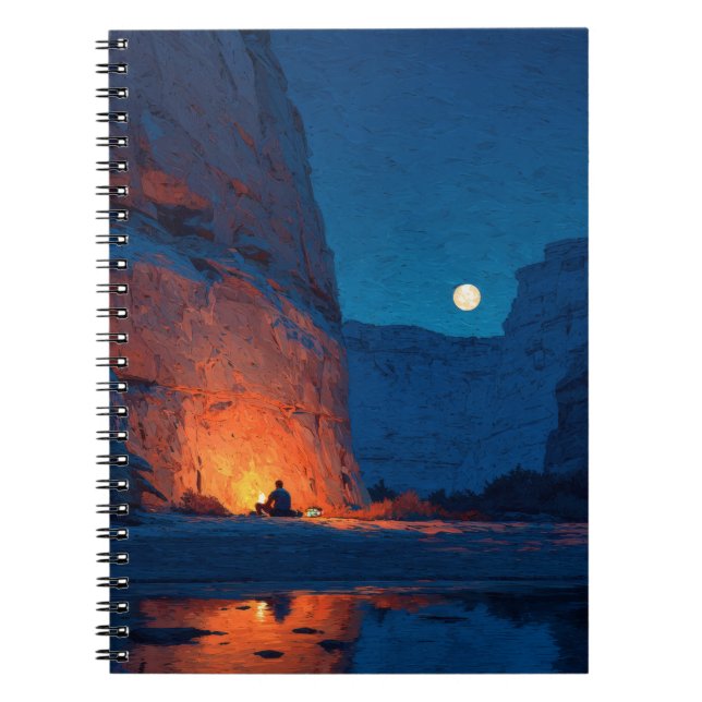 Cuaderno Bloc de notas de Canyon Campfire iluminado por lun (Frente)
