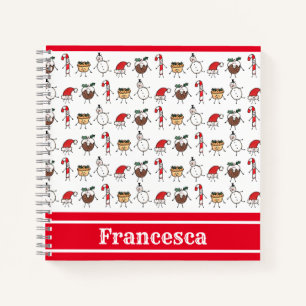 Cuaderno bloc de notas de caracteres de Navidades personali
