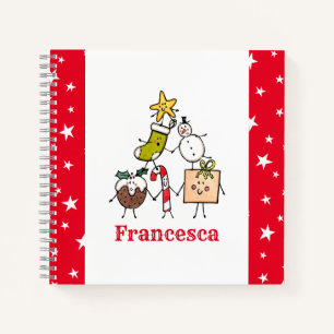 Cuaderno bloc de notas de caracteres de Navidades personali