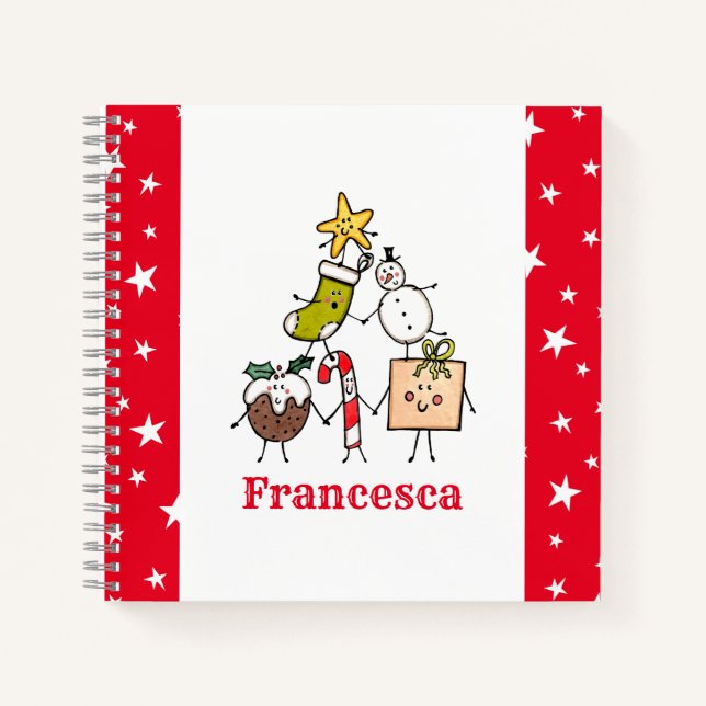 Cuaderno bloc de notas de caracteres de Navidades personali (Anverso)
