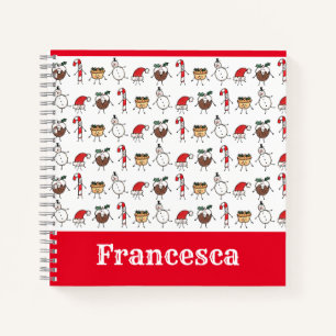Cuaderno bloc de notas de caracteres de Navidades personali