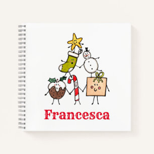 Cuaderno bloc de notas de caracteres de Navidades personali