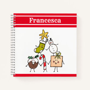 Cuaderno bloc de notas de caracteres de Navidades personali