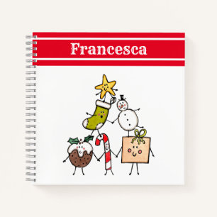 Cuaderno bloc de notas de caracteres de Navidades personali