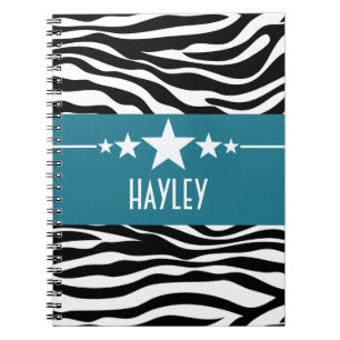 Cuaderno Bloc de notas de cebra con estrella azul