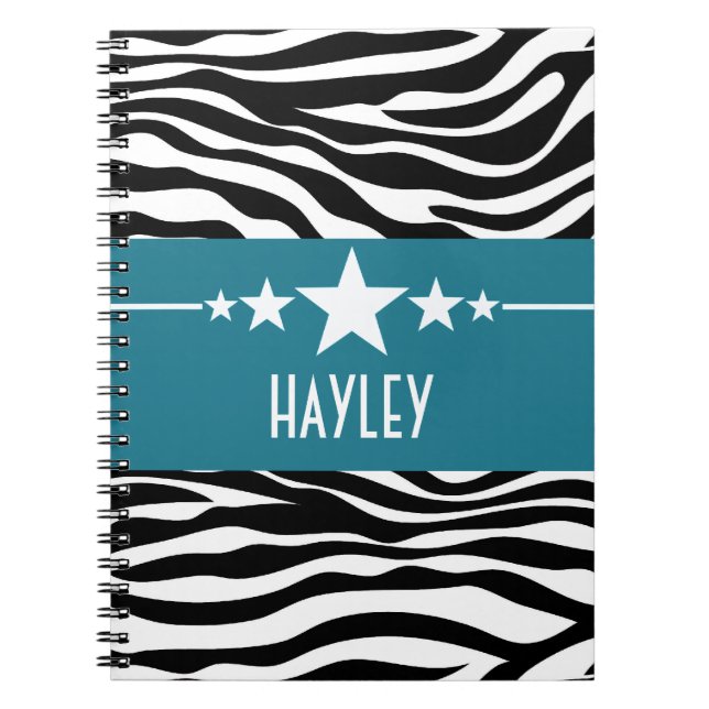 Cuaderno Bloc de notas de cebra con estrella azul (Frente)