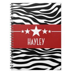 Cuaderno Bloc de notas de Cebra Estrella Roja Sassy