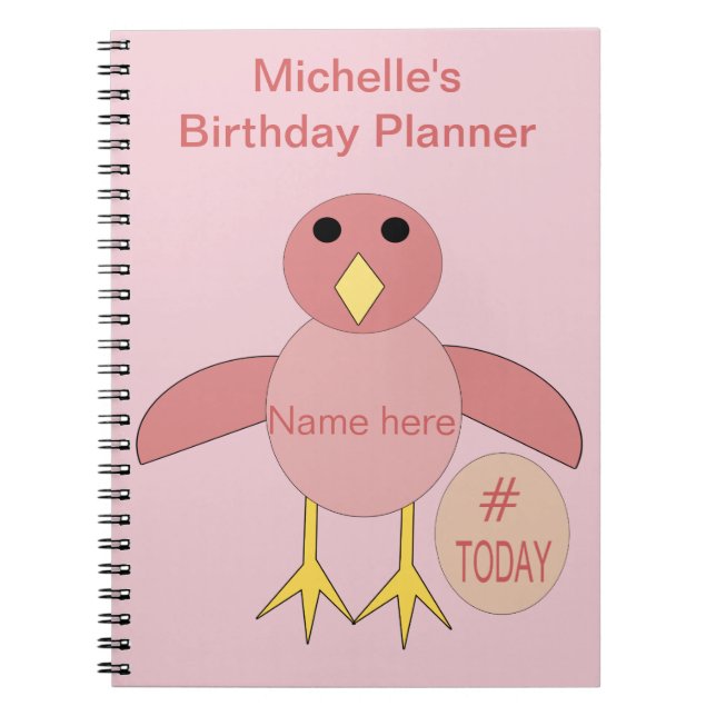 Cuaderno Bloc de notas de Chica de cumpleaños rosado person (Frente)