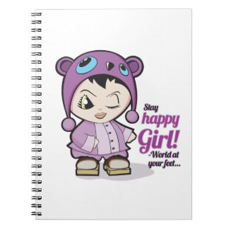 Cuaderno bloc de notas de chica feliz
