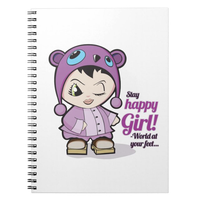 Cuaderno bloc de notas de chica feliz (Frente)