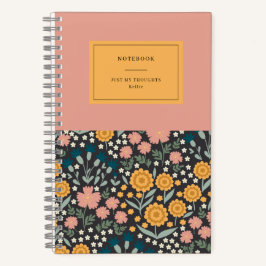Cuaderno Bloc de notas de citas Naranja rosa con flores col