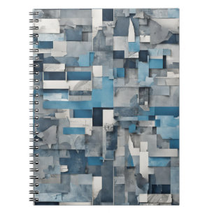 Cuaderno Bloc de notas de collage abstracto - tonos azules