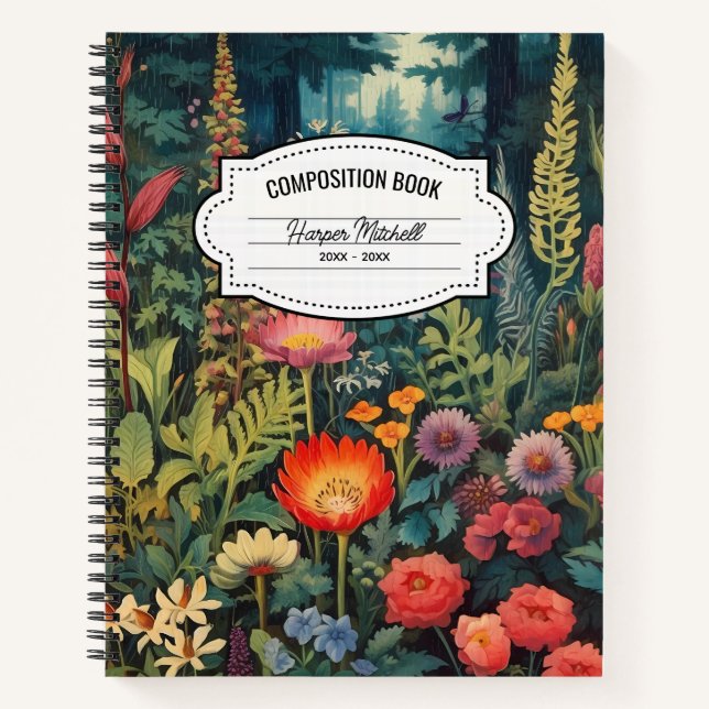 Cuaderno Bloc de notas de composición de bosques de época (Anverso)