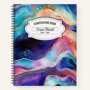 Cuaderno Bloc de notas de composición de galaxia agate