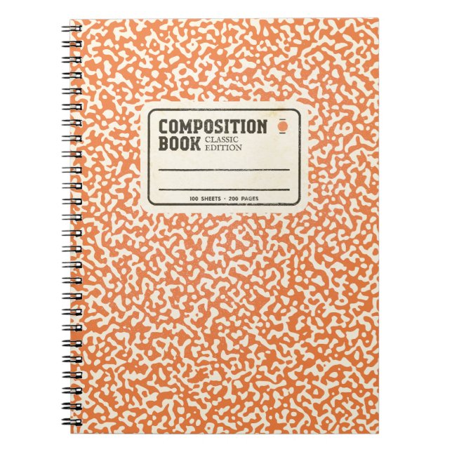 Cuaderno bloc de notas de composición de naranja (Frente)