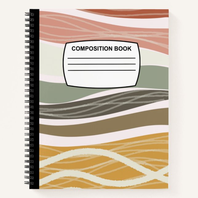 Cuaderno Bloc de notas de composición en espiral boho (Anverso)