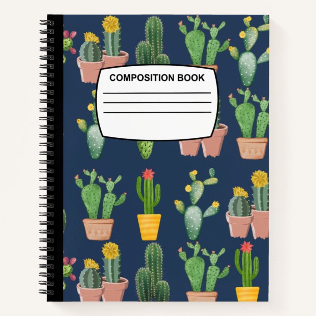Cuaderno Bloc de notas de composición en espiral de cactus (Anverso)