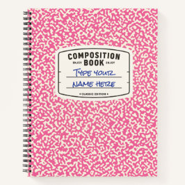 Cuaderno Bloc de notas de composición personalizado rosa co
