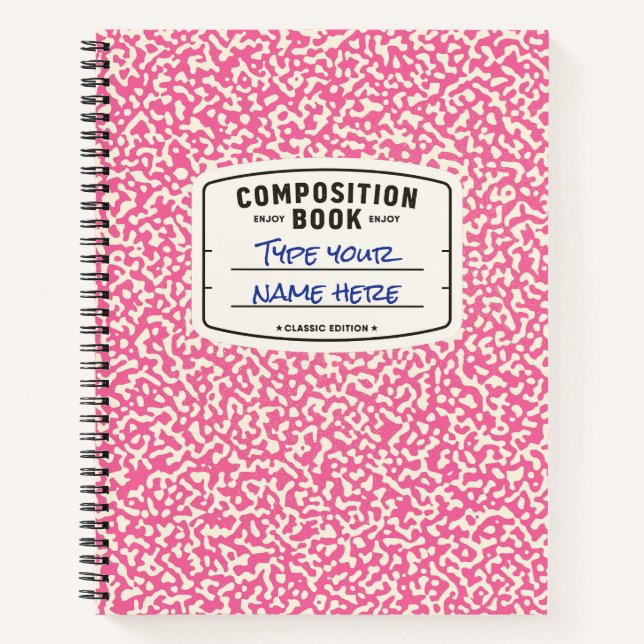 Cuaderno Bloc de notas de composición personalizado rosa co (Anverso)