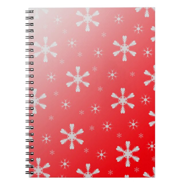 Cuaderno Bloc de notas de copos de nieve rojos (Frente)
